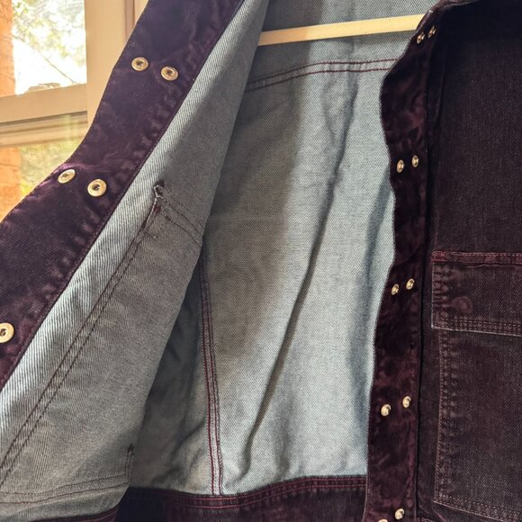 New Free People We The Free Suzy Flocked Denim Jacket Small Purple - Picture 6 of 9